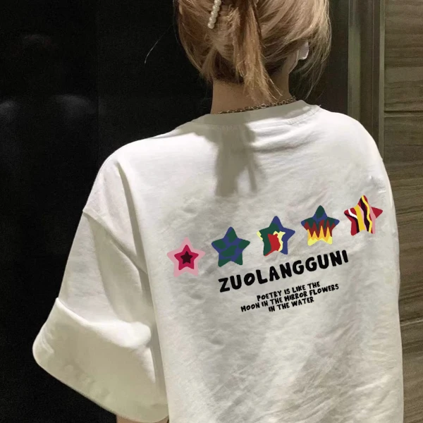 UNUF纯棉2025夏季新款重磅趣味卡通短袖t恤女设计感小众正肩百搭