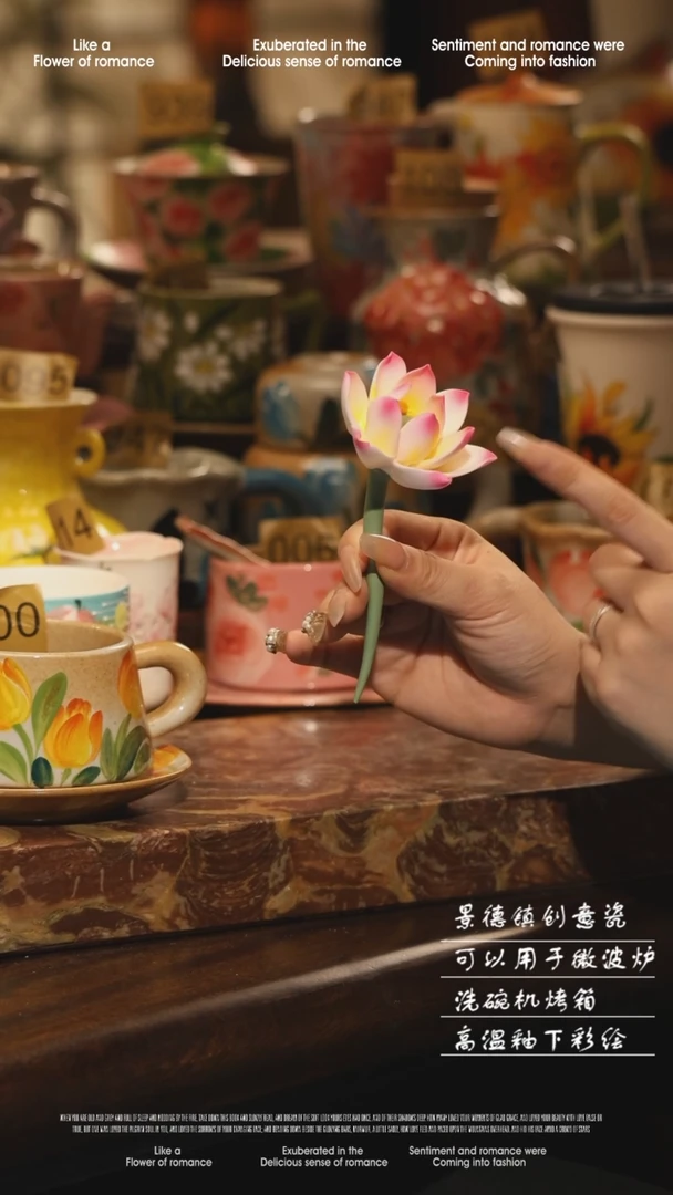 陶瓷景德镇高温手绘釉下彩设计师款式