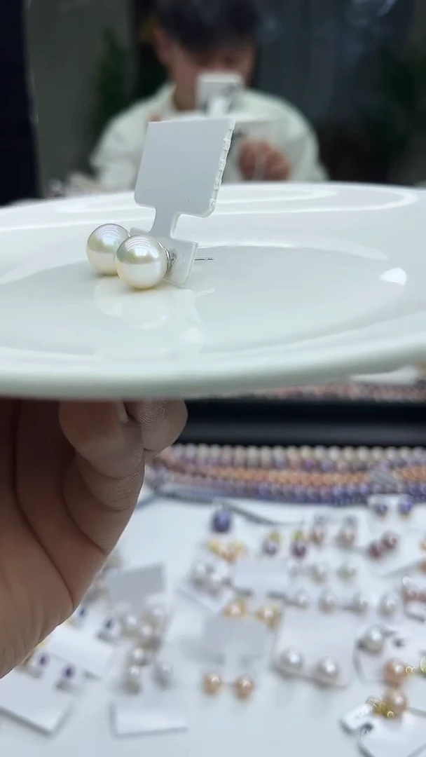 未镶嵌耳饰淡水珍珠白色系12mm素钉