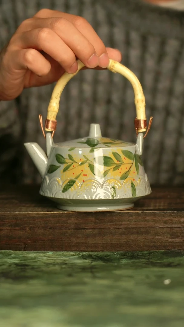 陶瓷青诗集手工手绘瓷器