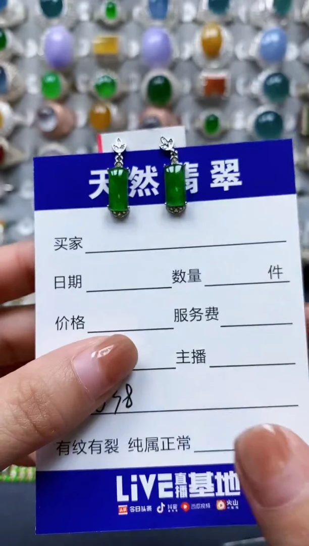 【闪购商品】翡翠耳饰银S925镶嵌0638