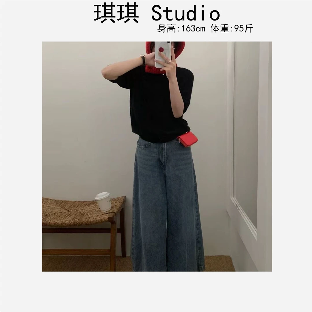 春季新款基础简约舒适亲肤宽松显瘦减龄气质i时尚针织短袖8817-L