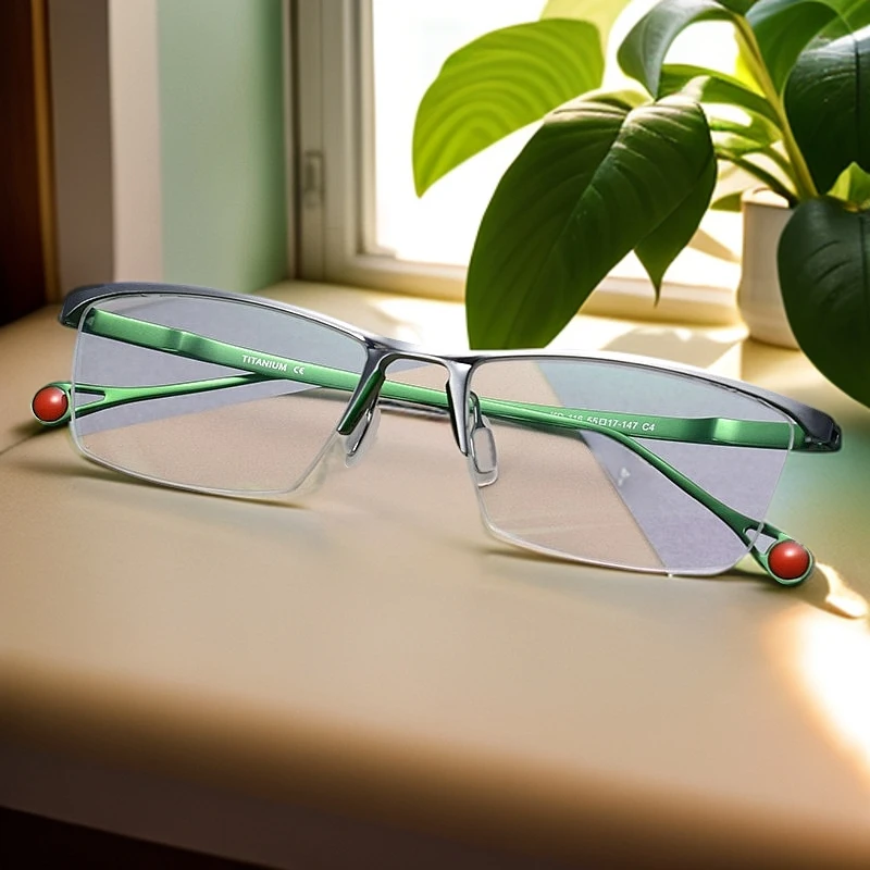 超轻休闲商务近视眼镜框男款纯钛大脸半框运动男士百搭男生防蓝光