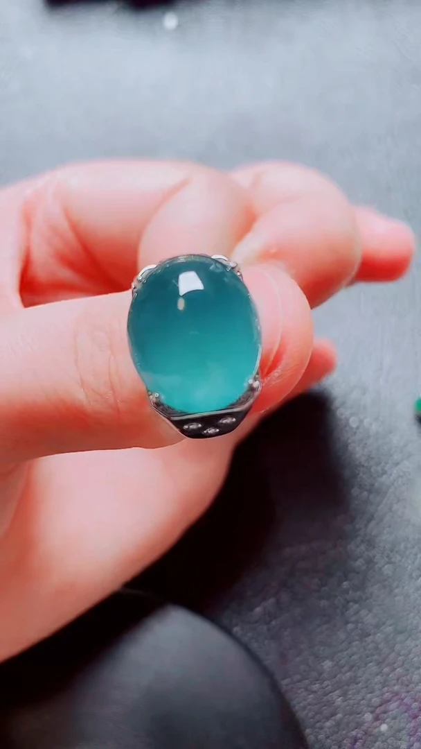 银S925镶嵌戒指翡翠1