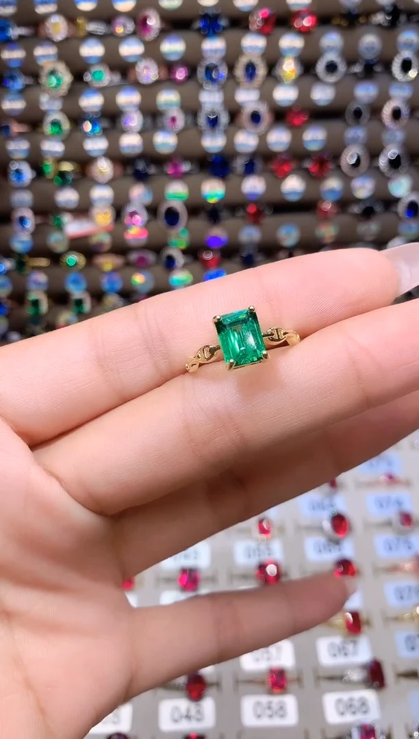 戒指透辉石银S925镶嵌79金