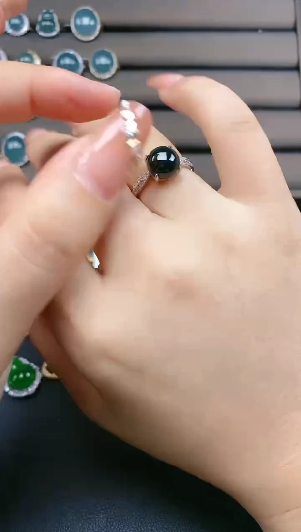 翡翠戒指银S925镶嵌2425