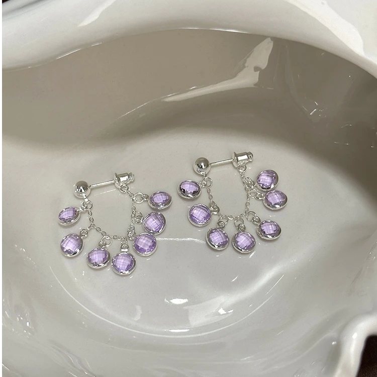 卡柒 铜合金耳饰 紫色葡萄串耳环女时尚小众设计感小清新春夏耳饰