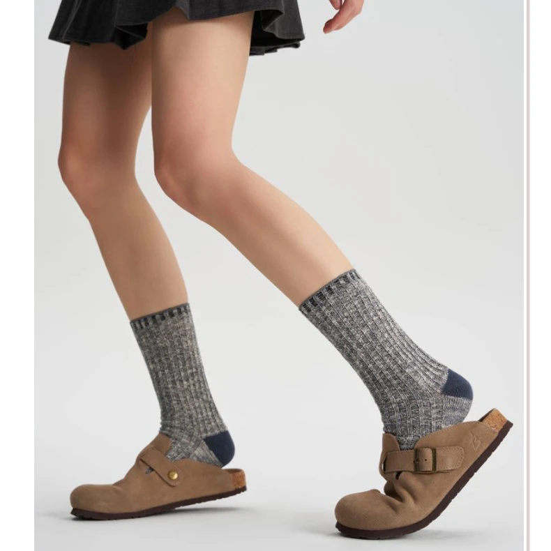 DEAR FISH【蓝屿灰】棉中筒保暖女袜设计款舒适潮袜走秀Cherry同款