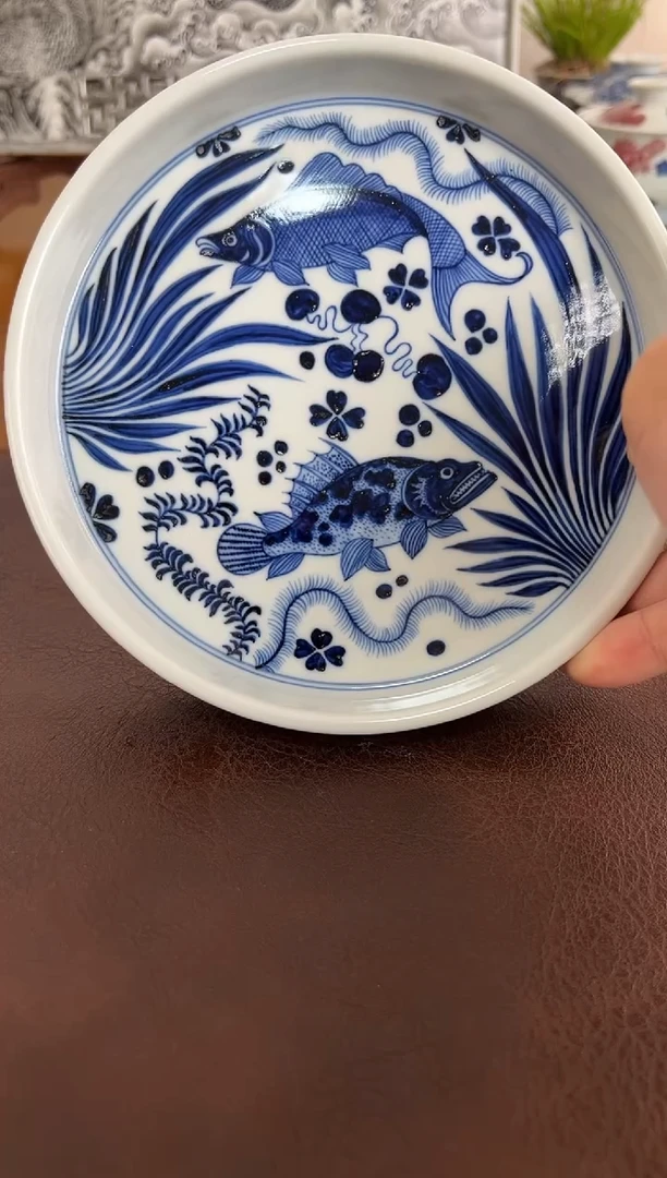 S**生照夜白青花鱼藻壶承