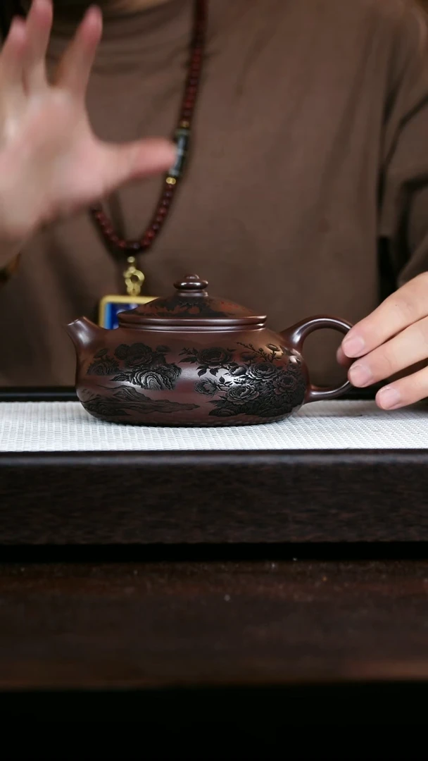 茶壶紫砂石红寒江500cc