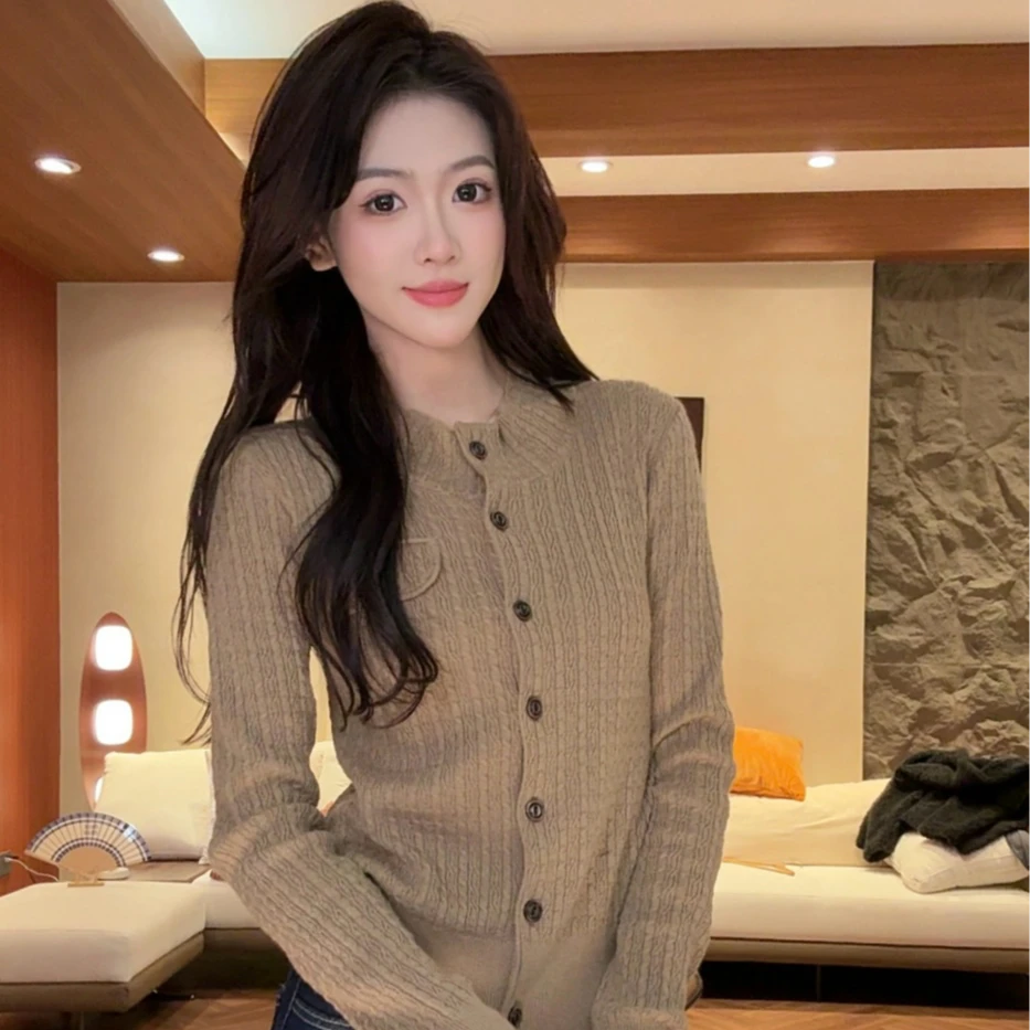 「口红开衫」12针羊毛300G复古撞色纽扣长袖针织衫AS031Z