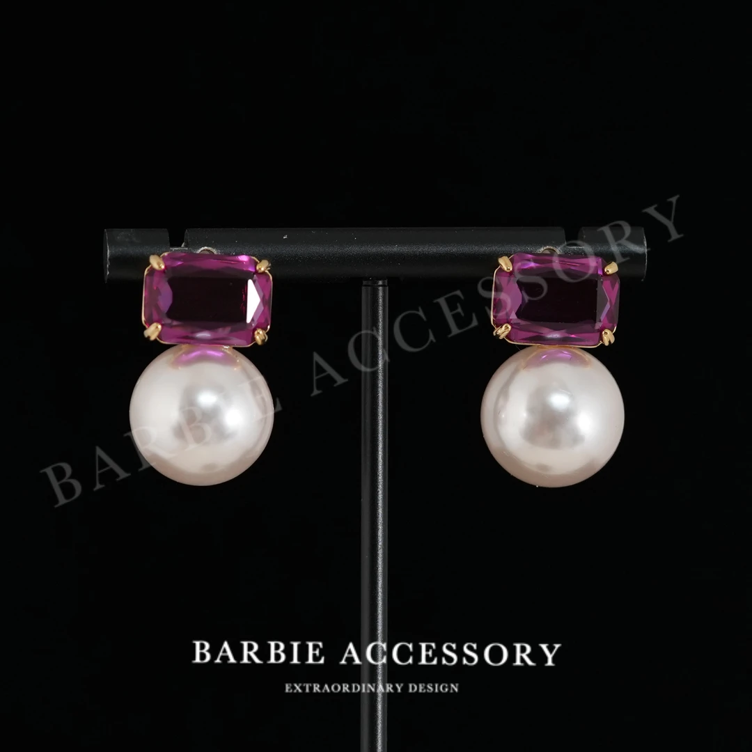 铜合金合成锆石耳饰 【珠与黎明】法式时尚轻奢设计款高级感耳环