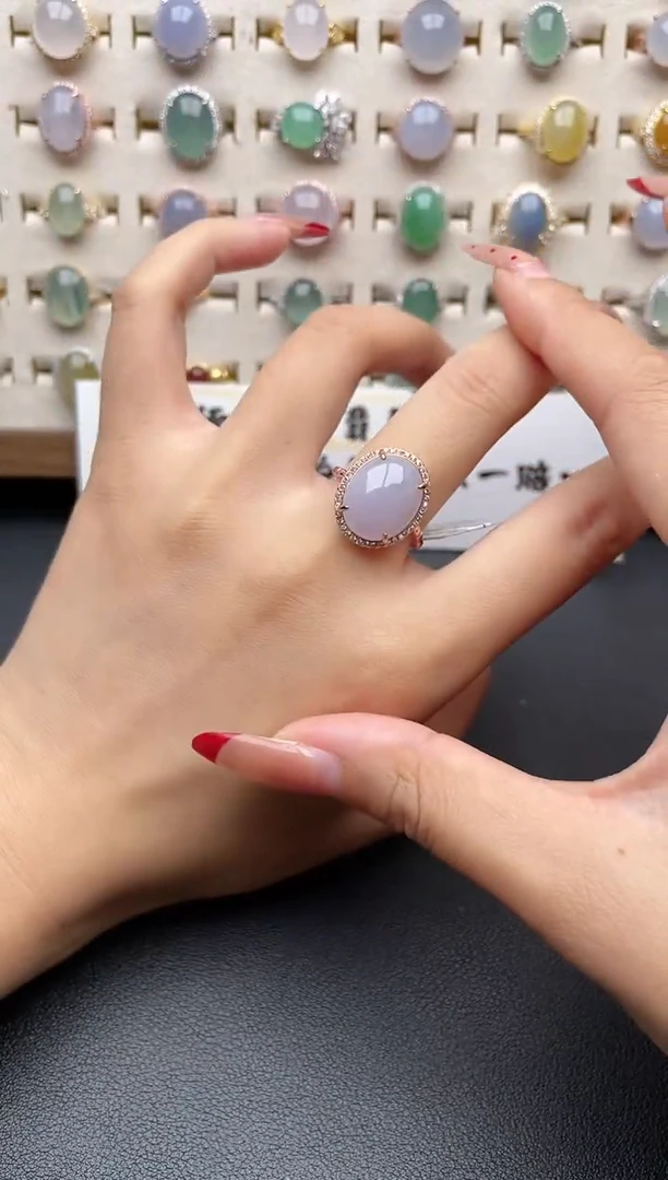 【闪购商品】翡翠戒指银S925镶嵌一物一证一礼盒