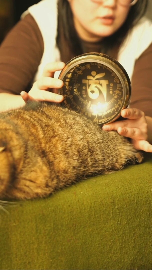 【闪购商品】青铜机制手绘颂钵om字12cm