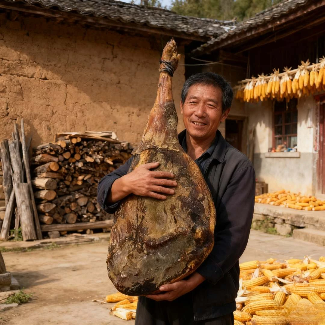 云南特产宣威产地农家整只火腿风干腊味陈香送礼佳品三年农家土猪