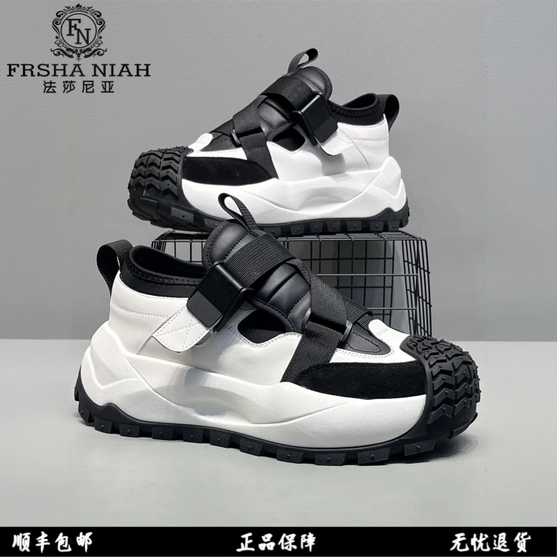 法莎尼亚拼接搭扣老爹鞋男款爆款2025新款潮流增高鞋痞帅潮男鞋子