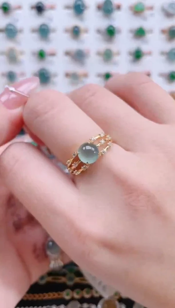 银S925镶嵌戒指翡翠天然翡翠