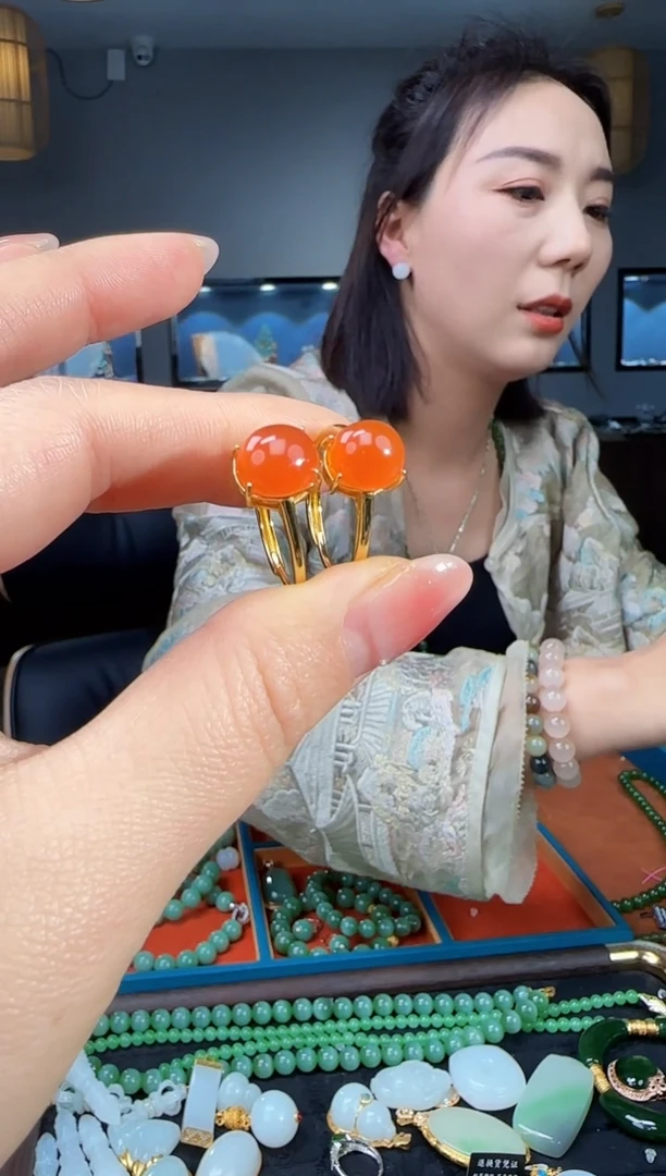 银S925镶嵌南红玛瑙戒指多样性发货拍一发一