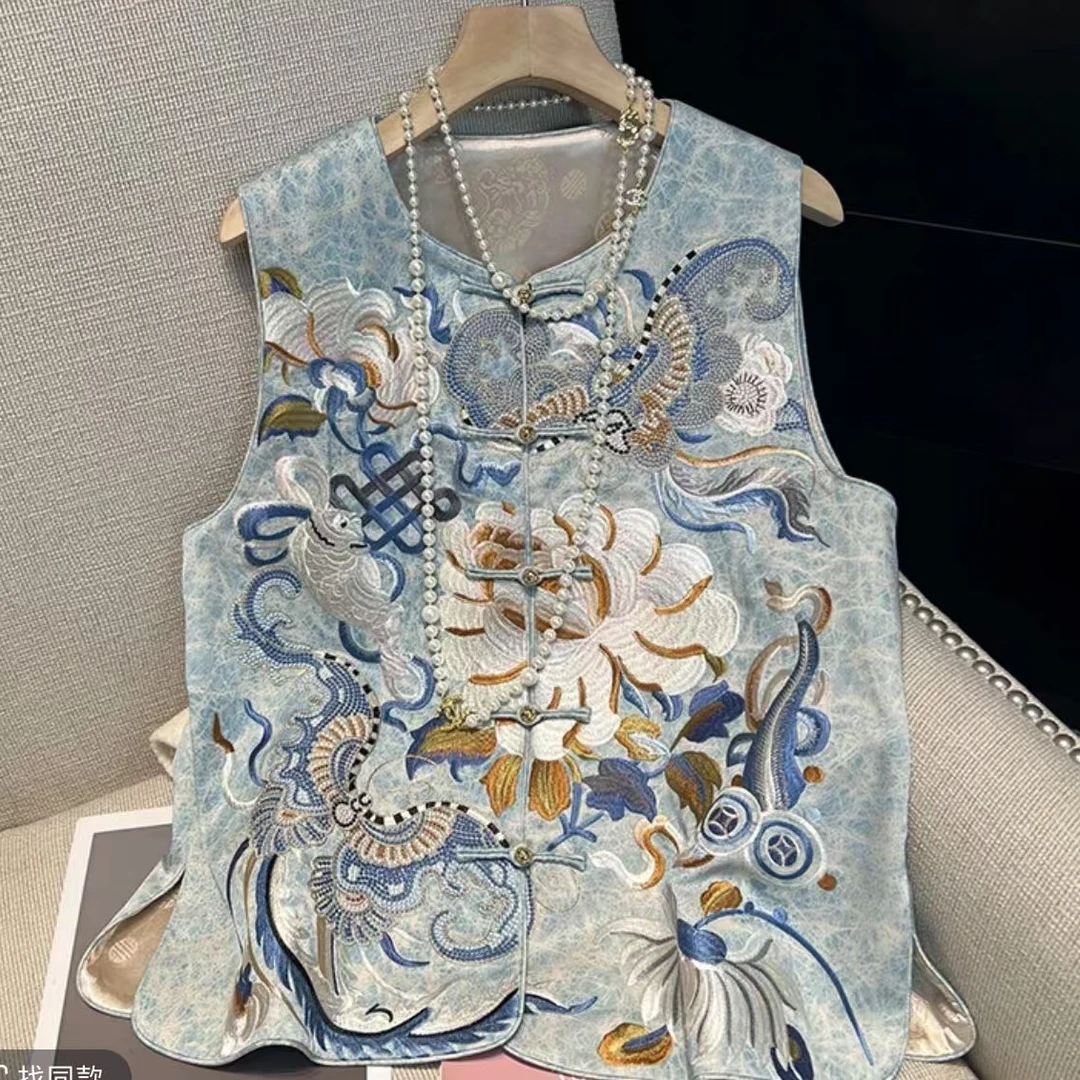 新中式国风重工刺绣马甲女秋季新款高端马甲上衣202518647-姚姚