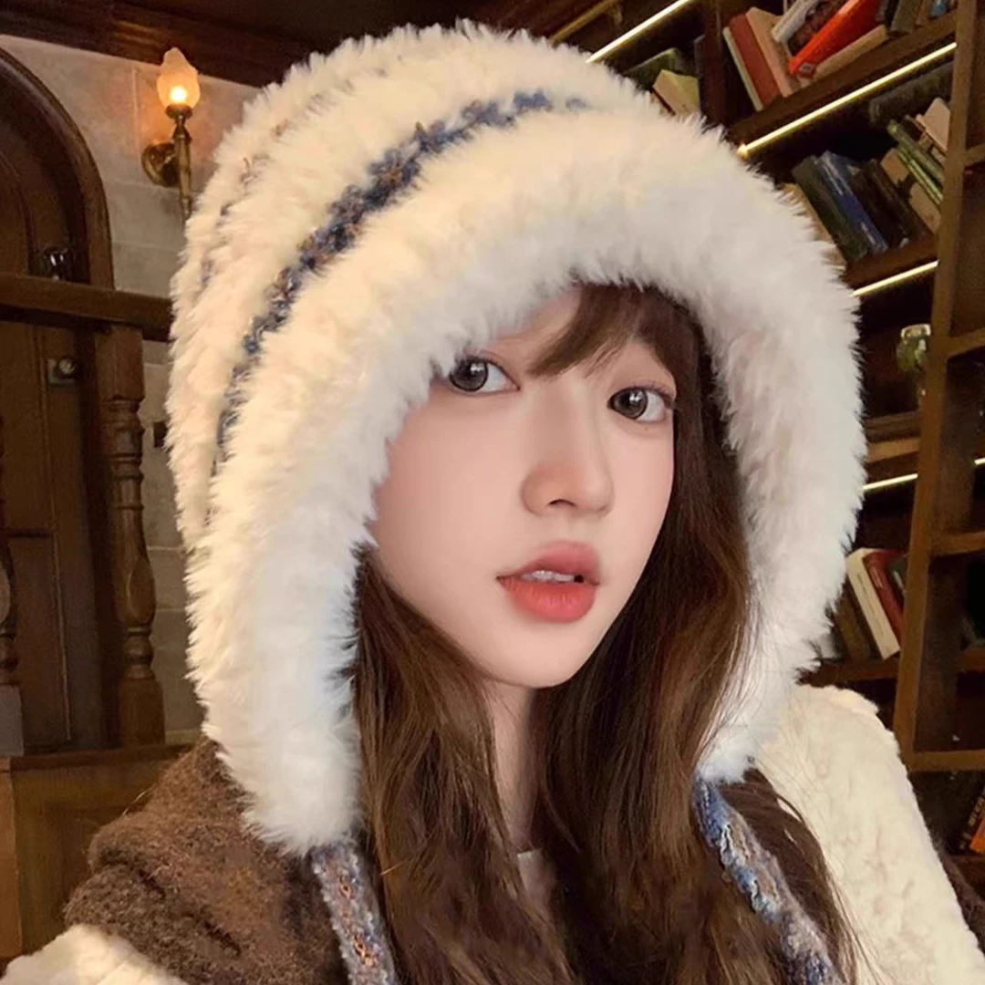 无毛球百搭女士帽子冬季多巴胺保暖毛线帽秋冬护耳帽雷锋帽时尚