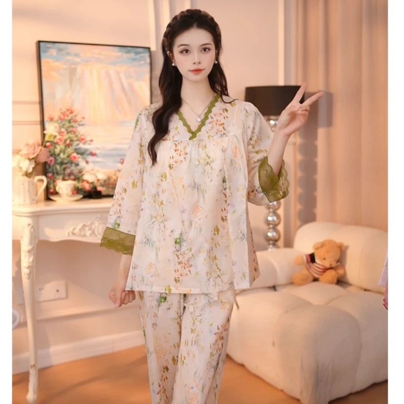 【夏荫】睡衣短袖套装睡衣春夏款透气休闲家居服夏季薄款棉