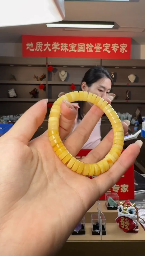 未镶嵌蜜蜡手串蜜蜡满蜡药片款手串9.5mm