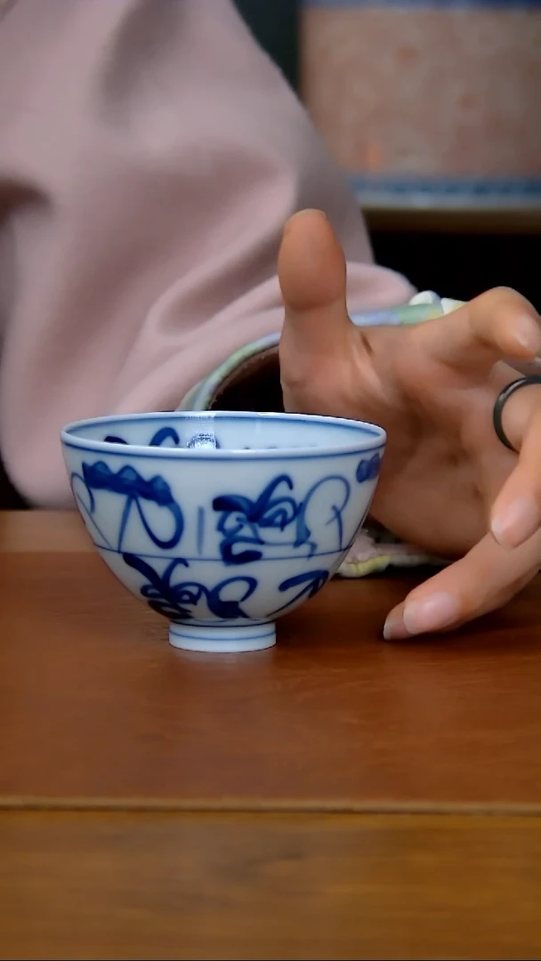 【闪购商品】陶瓷茶花纹鸡心杯（柴窑）