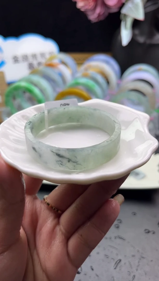 未镶嵌手镯定制翡翠51-52飘花「定制不退不换」