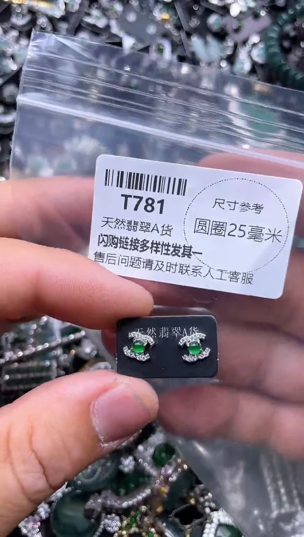 【闪购商品】翡翠颈饰未镶嵌T781耳钉