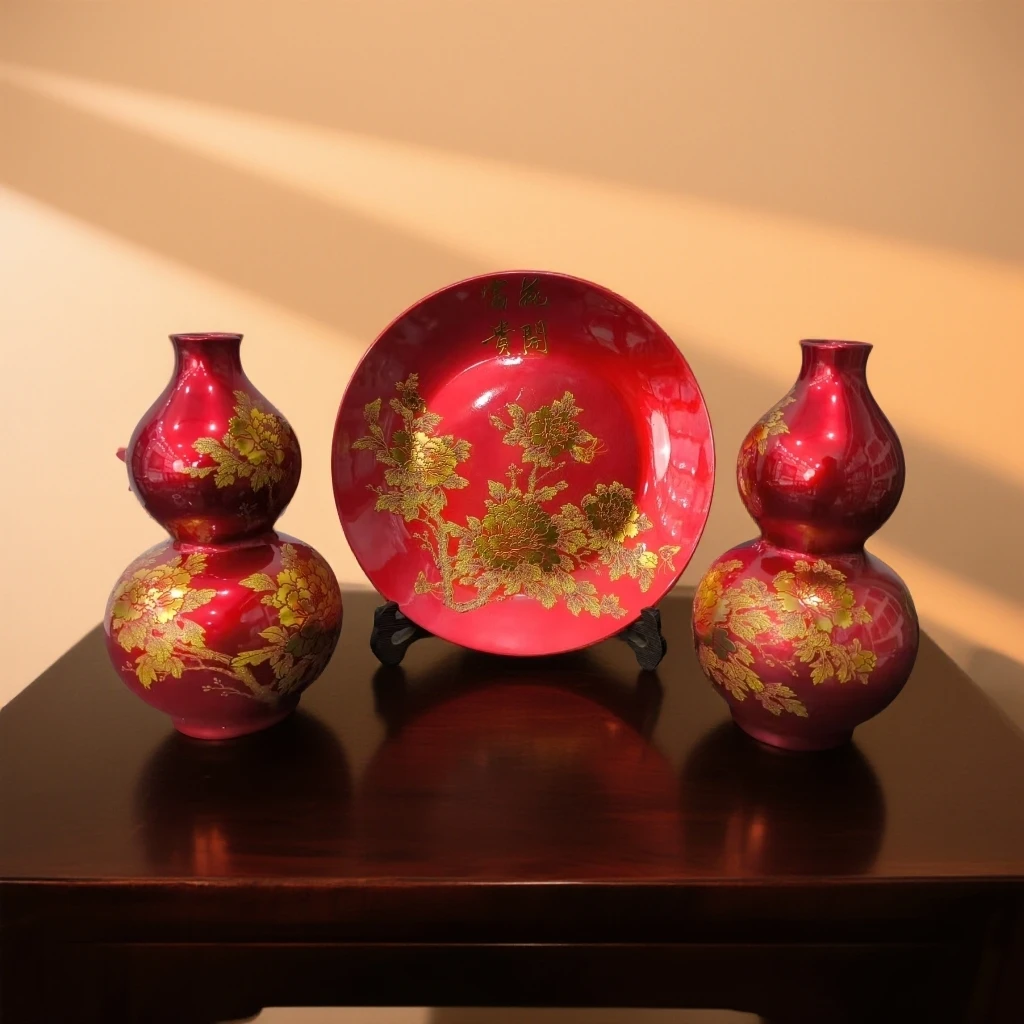 鑫哥宠粉福利/富贵花开葫芦对瓶加赏盘/FL0113