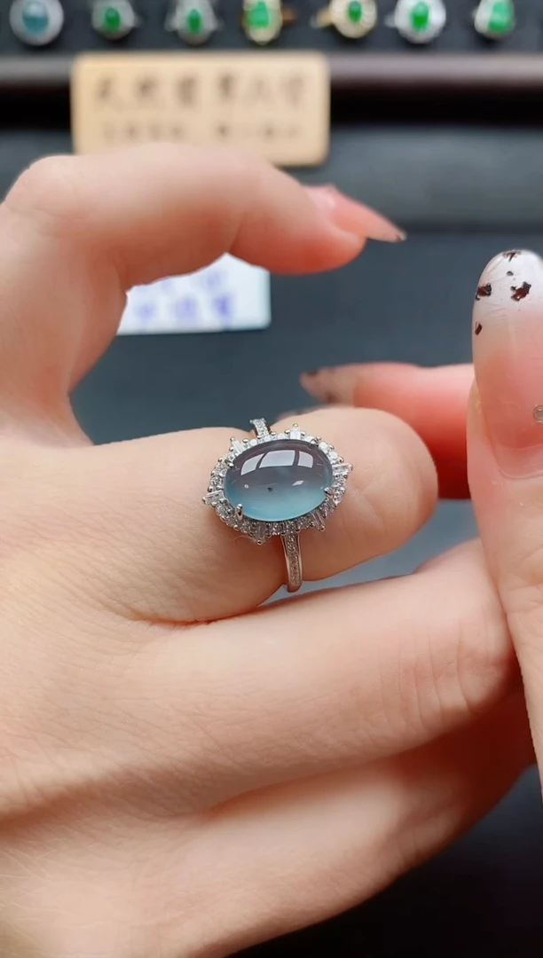 银S925镶嵌戒指翡翠1