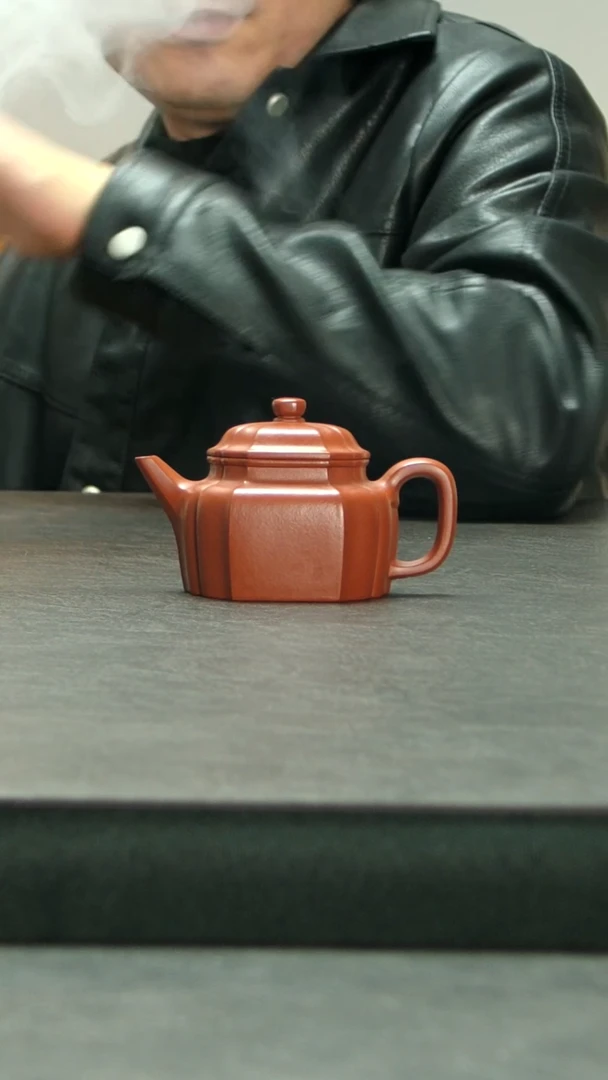 茶壶紫砂朱泥筋纹德钟壶