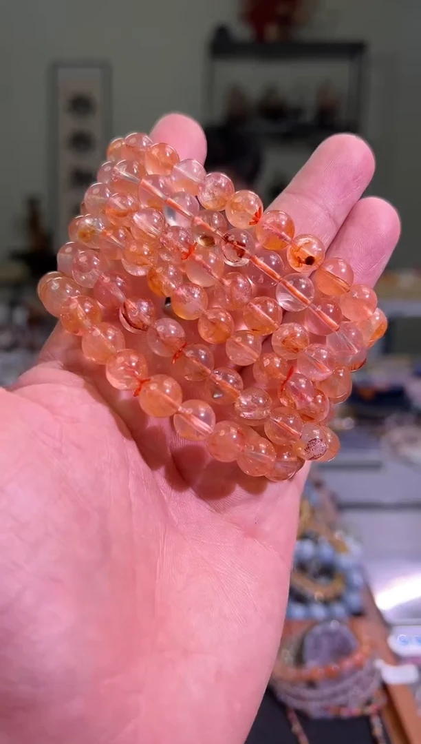 【闪购商品】水晶手链未镶嵌9mm红胶花手串（多样性发其一）