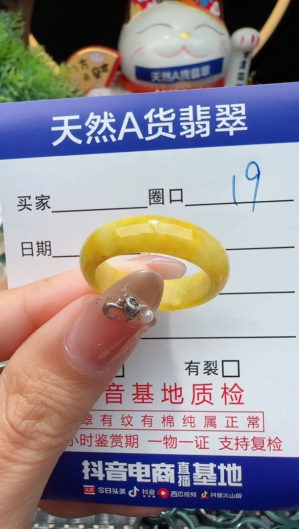 未镶嵌戒指翡翠19圈口对应的去拍