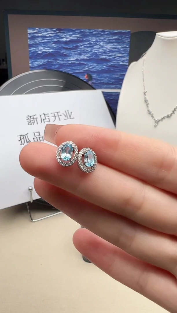 银S925镶嵌托帕石耳饰58