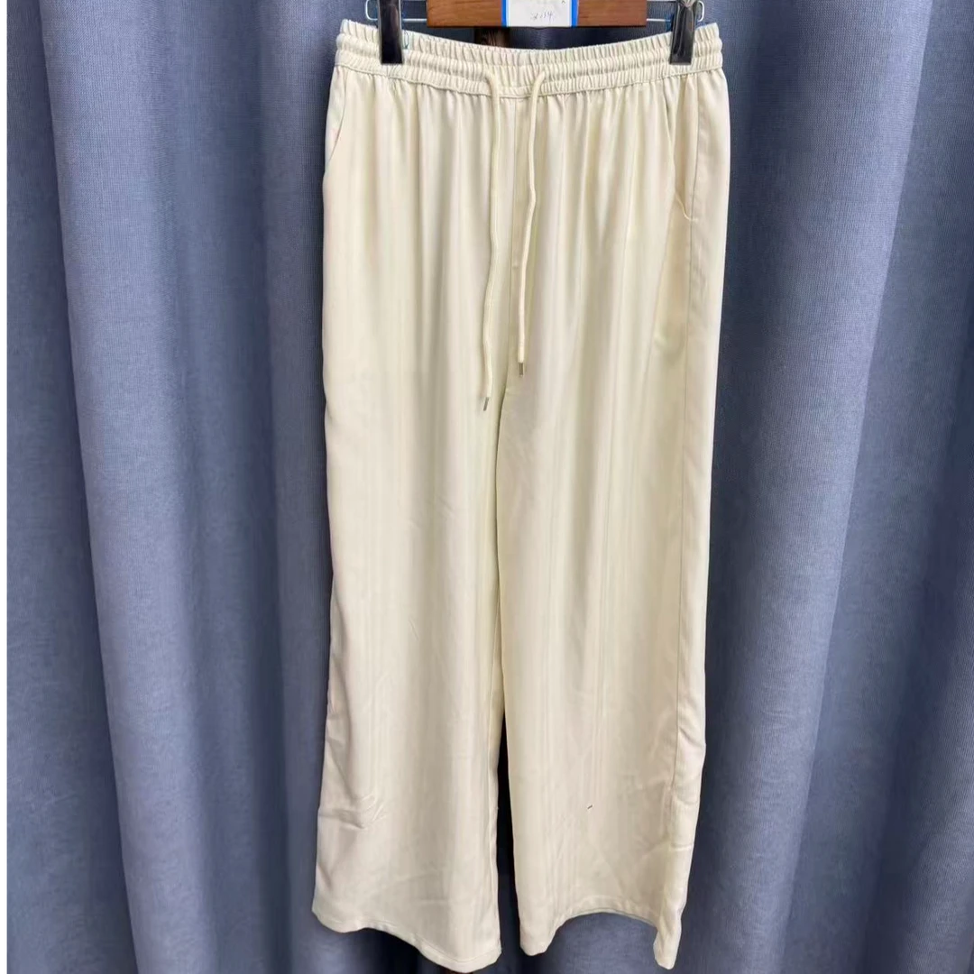 （瑕疵）新款简约百搭宽松桑蚕丝直筒长裤女X034