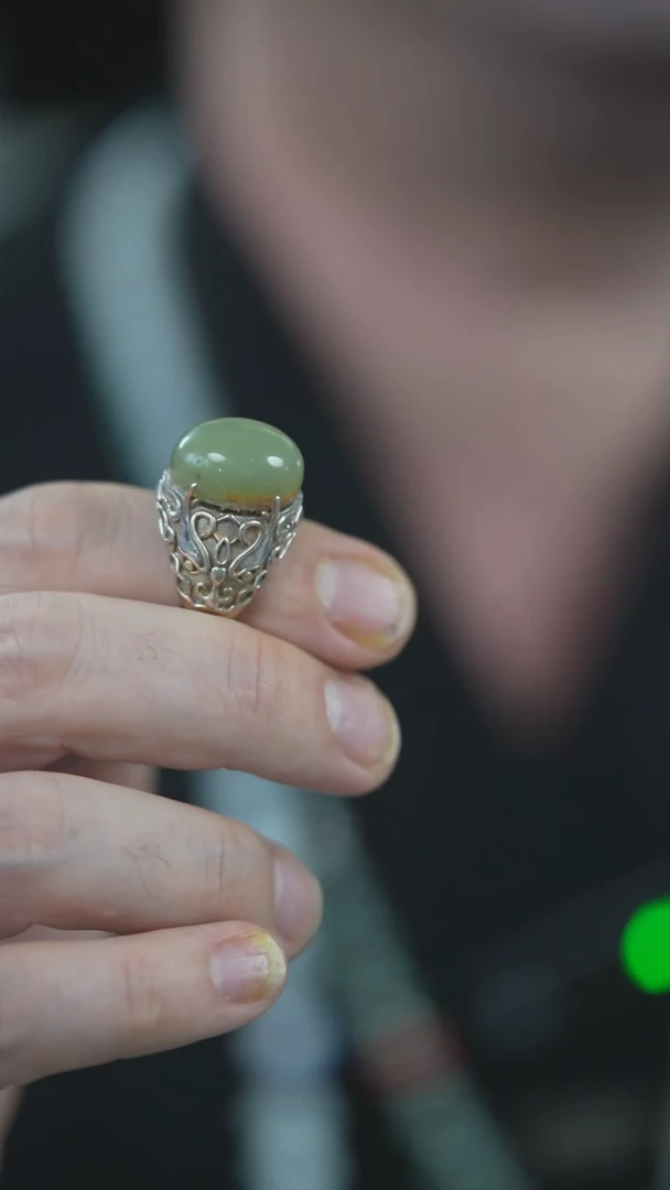 银S925镶嵌戒指和田玉戒指