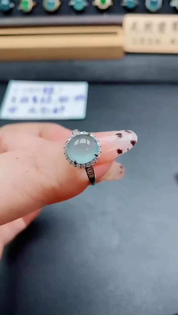 银S925镶嵌戒指翡翠1
