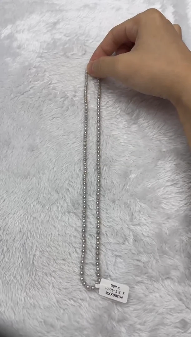 海水珍珠银S925镶嵌项链AK真多麻3.5-4mm