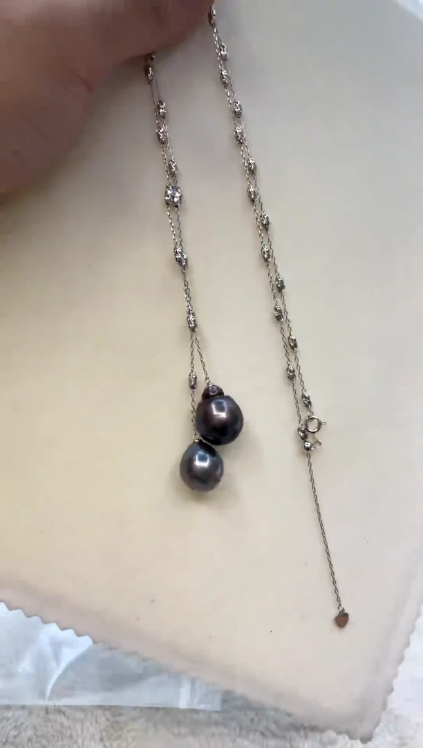 颈饰银S925镶嵌海水珍珠 12-14