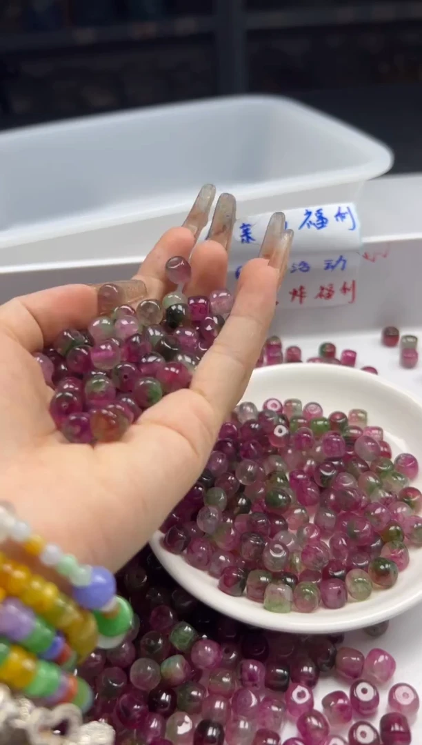 未镶嵌颈饰碧玺w1781西瓜碧玺老型8*7mm*20颗