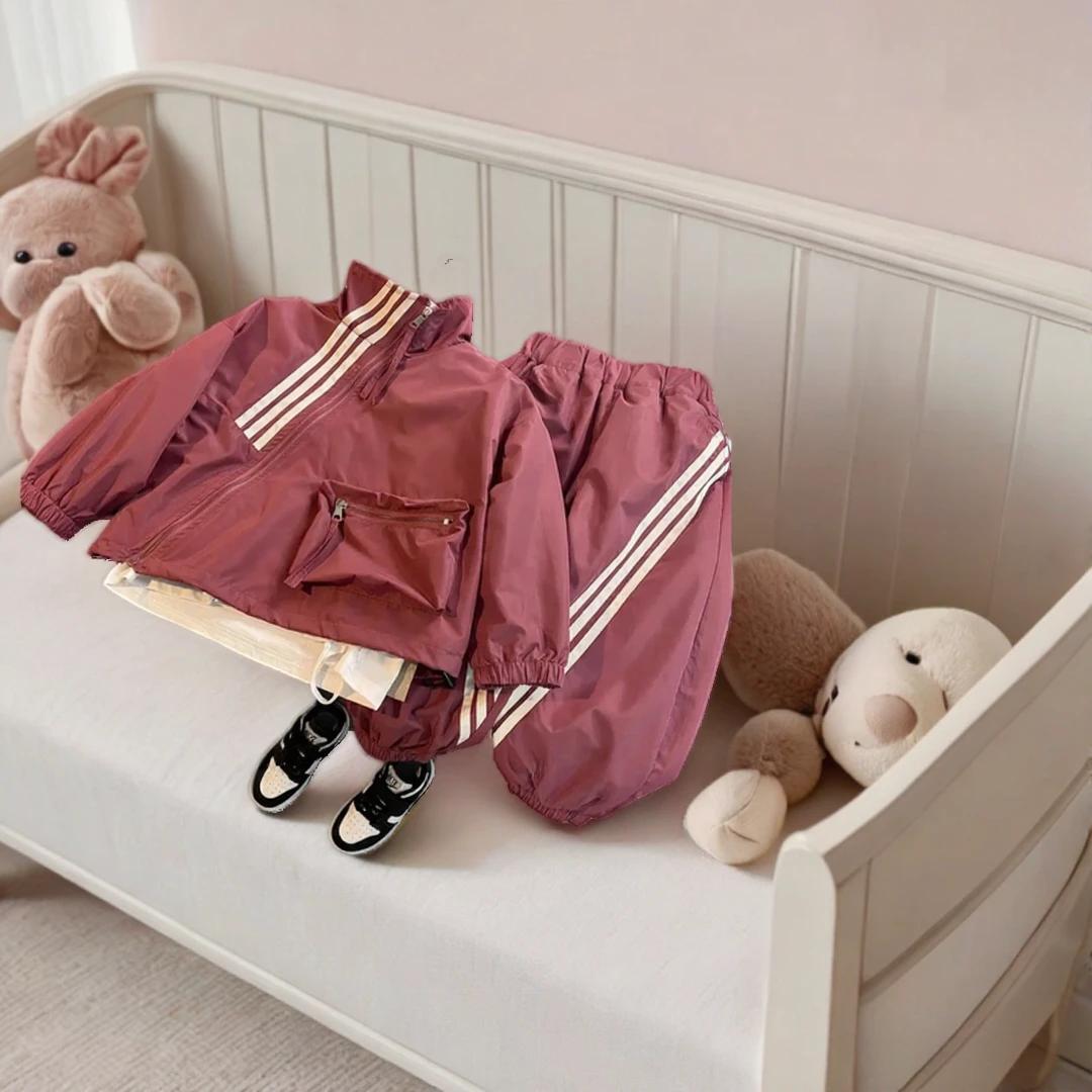 2025男童春装套装 中小童运动长袖冲锋衣两件套儿童开衫 潮款童装