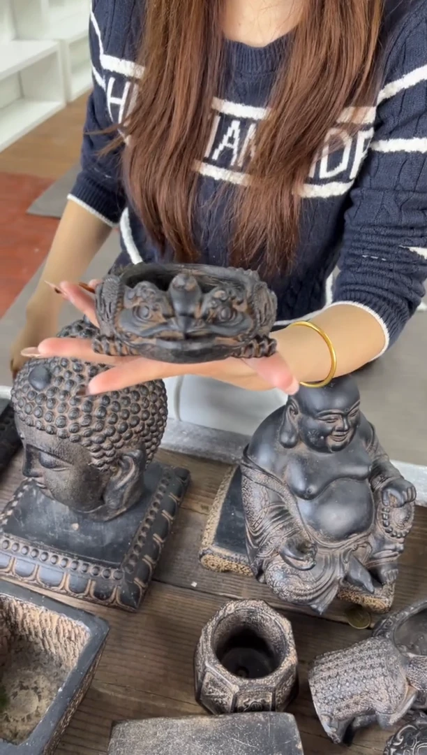 陶土【合成青石】金蟾盆