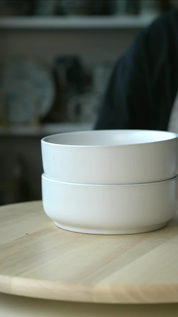 陶瓷微瑕肤感直身沙拉碗14cm两只@4-2@