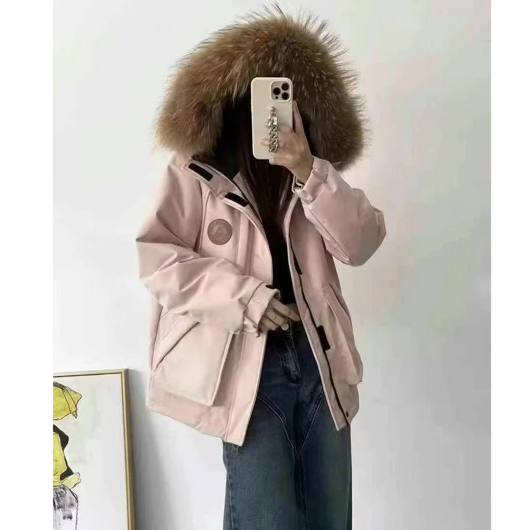 冬季新款大毛领工装派克羽绒服4484