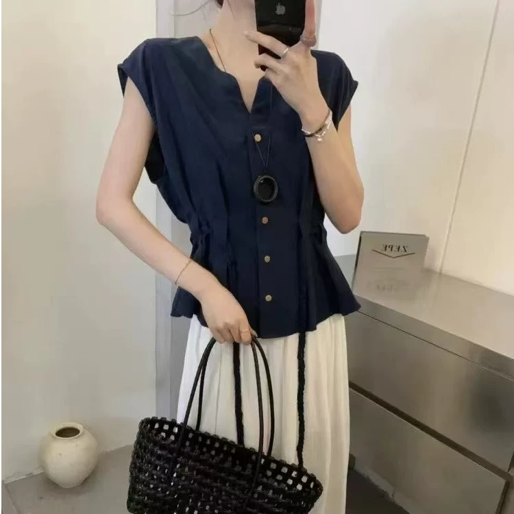 【MAN YAN】2025夏季新款韩版时尚收腰显瘦小衫