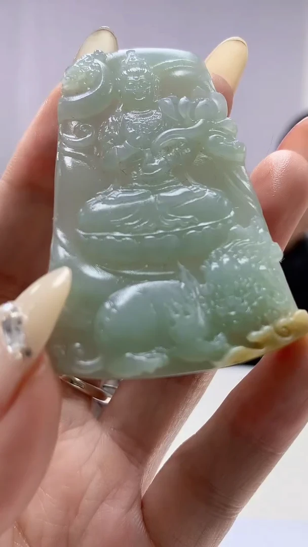 【闪购商品】定制翡翠未镶嵌3916DD-毛货挂件文殊69