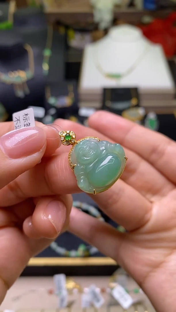 【闪购商品】翡翠颈饰18K金镶嵌净货17967