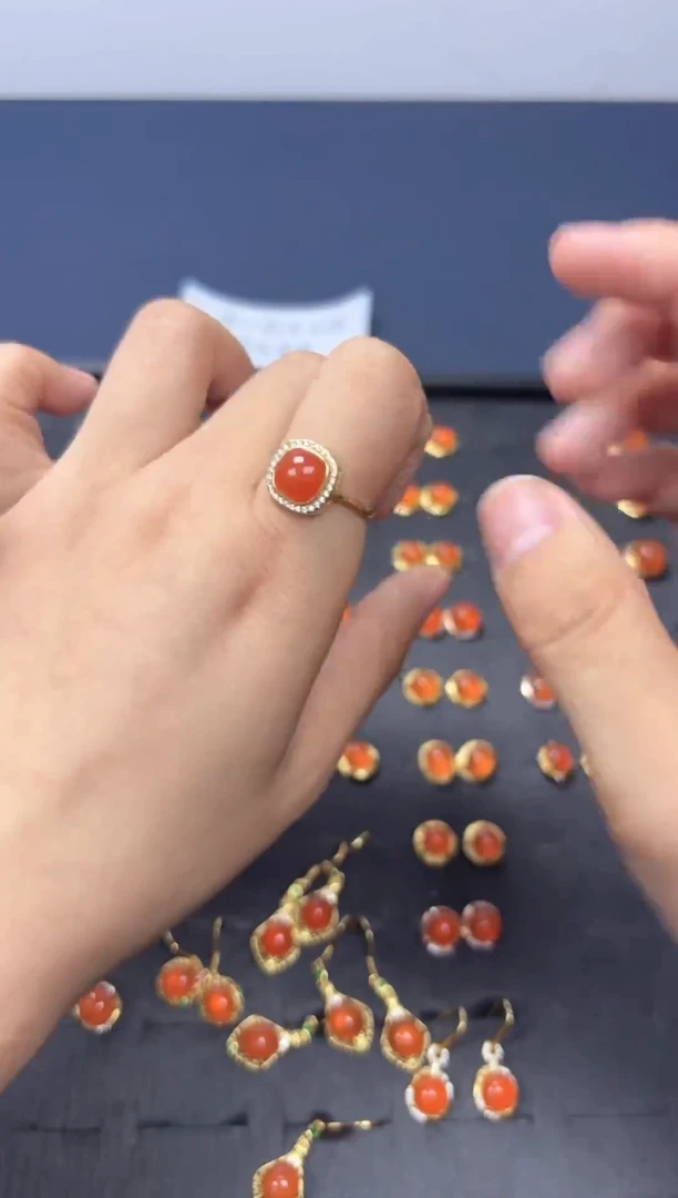 银S925镀金镶嵌天然南红玛瑙（多样性发其一）南红玛瑙10