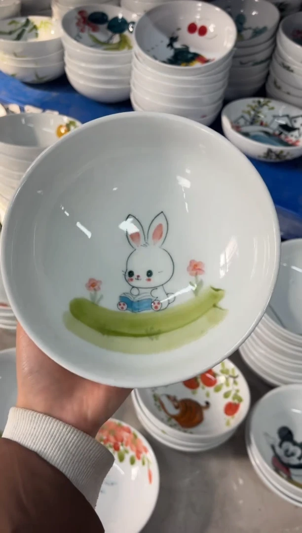 瓷片景德镇高温陶瓷食品级手绘釉中彩-大胖碗